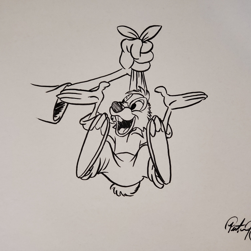 Disney Splash Mountain Br'er Rabbit ink Drawing/sketch Disneyland WDW art signed